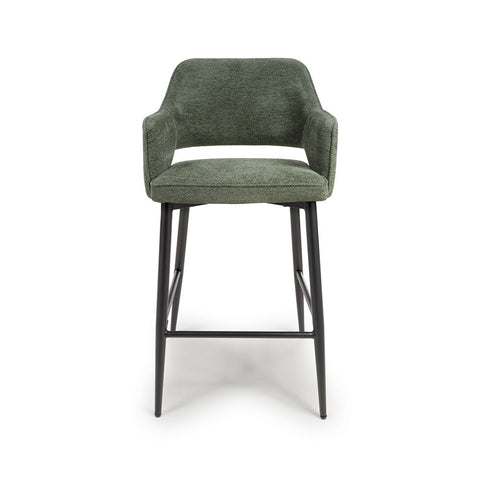 Ted Fabric Green Bar Chair - Front view