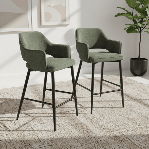 Ted Fabric Green Bar Chair – Green Set of 2
