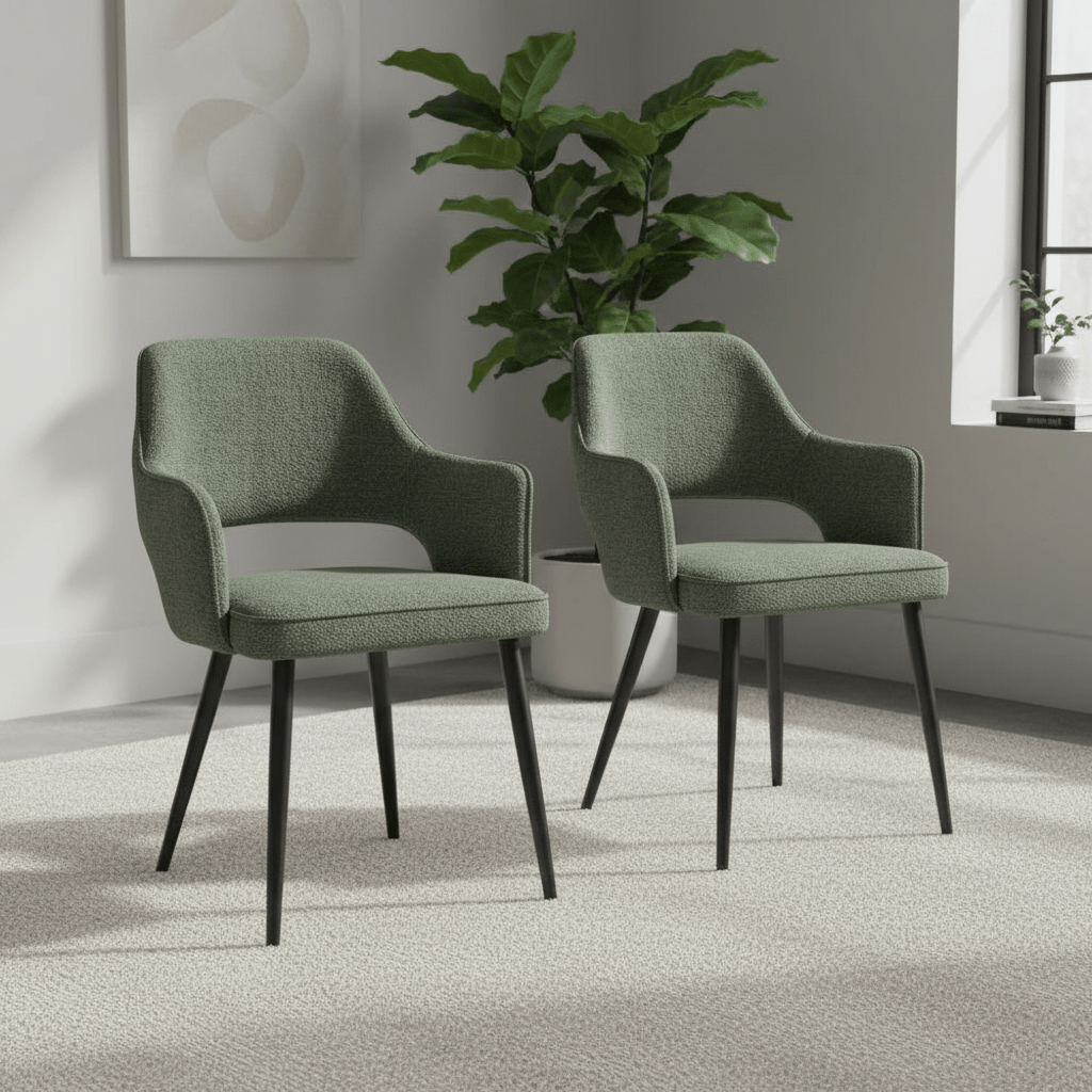 Ted Fabric Green Dining Chair with Black Legs – Green Set of 4,6 or 8