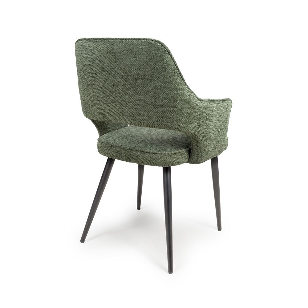 Ted Fabric Green Dining Chair with Black Legs - Back view with Black legs