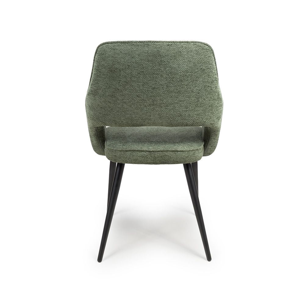 Ted Fabric Green Dining Chair with Black Legs - Full back view