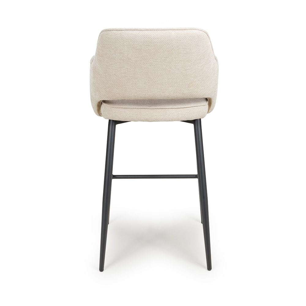 Ted Fabric Natural Bar Chair - Back view with black legs