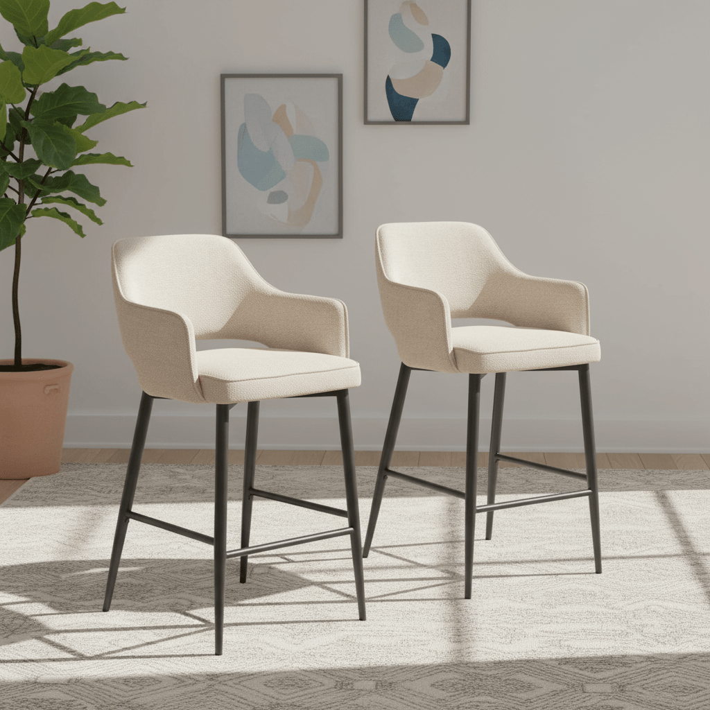 Ted Fabric Natural Bar Chair – Natural Set of 2