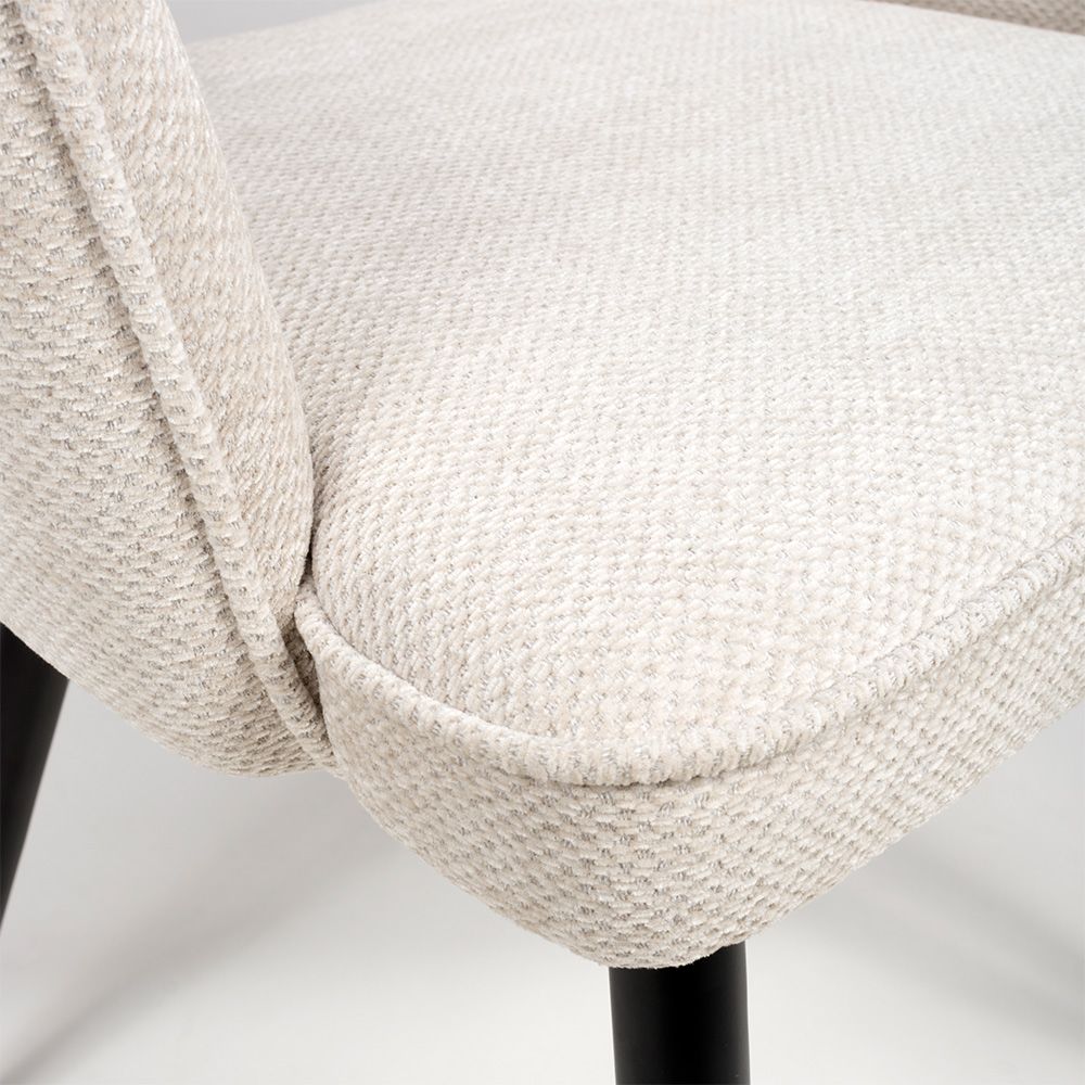 Ted Fabric Natural Dining Chair with Black Legs - Closeup view