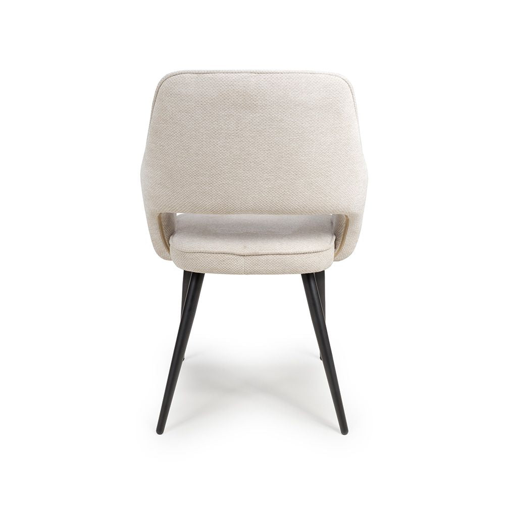 Ted Fabric Natural Dining Chair with Black Legs - Full back view 