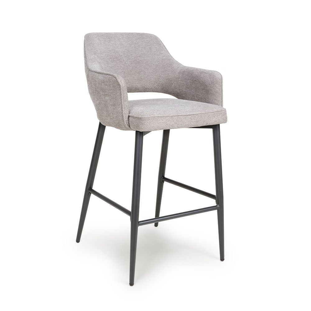Ted Fabric Pewter Bar Chair - Side view
