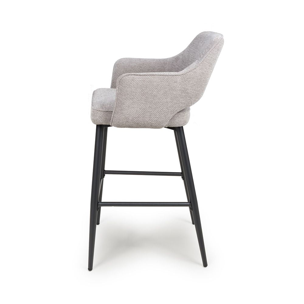 Ted Fabric Pewter Bar Chair - Side Angle view