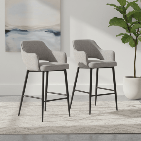 Ted Fabric Pewter Bar Chair – Pewter Set of 2