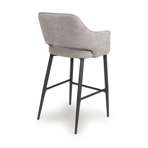 Ted Fabric Pewter Bar Chair - Back view with legs