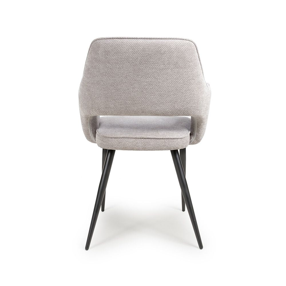 Ted Fabric Pewter Dining Chair with Black Legs- Back view with black legs