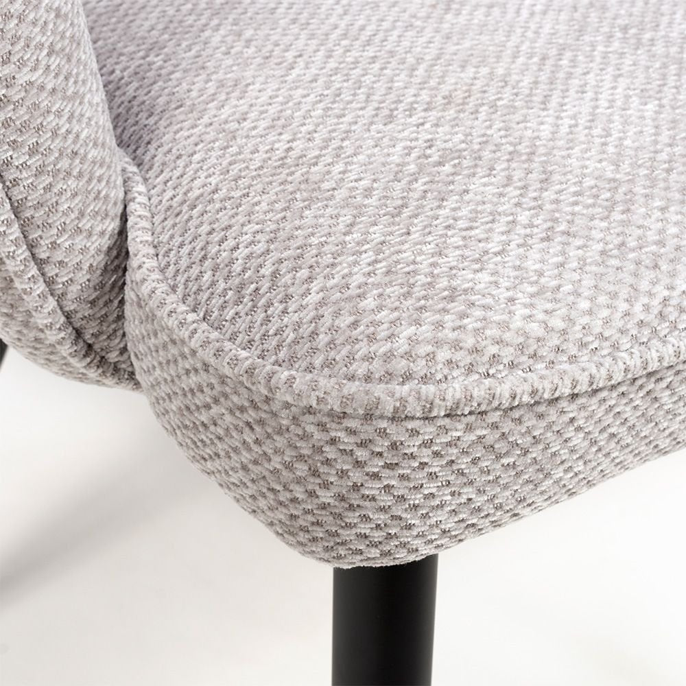 Ted Fabric Pewter Dining Chair with Black Legs - Closeup view