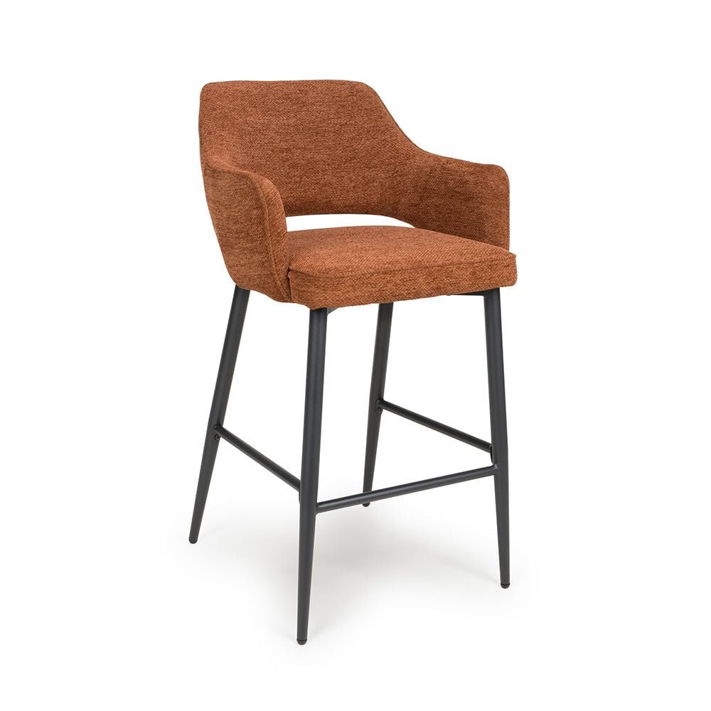 Ted Fabric Rust Bar Chair - Side Angle view