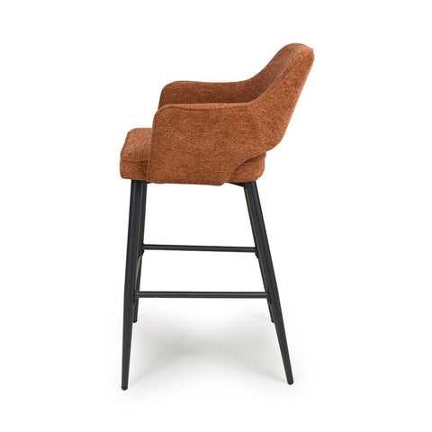 Ted Fabric Rust Bar Chair - Side view