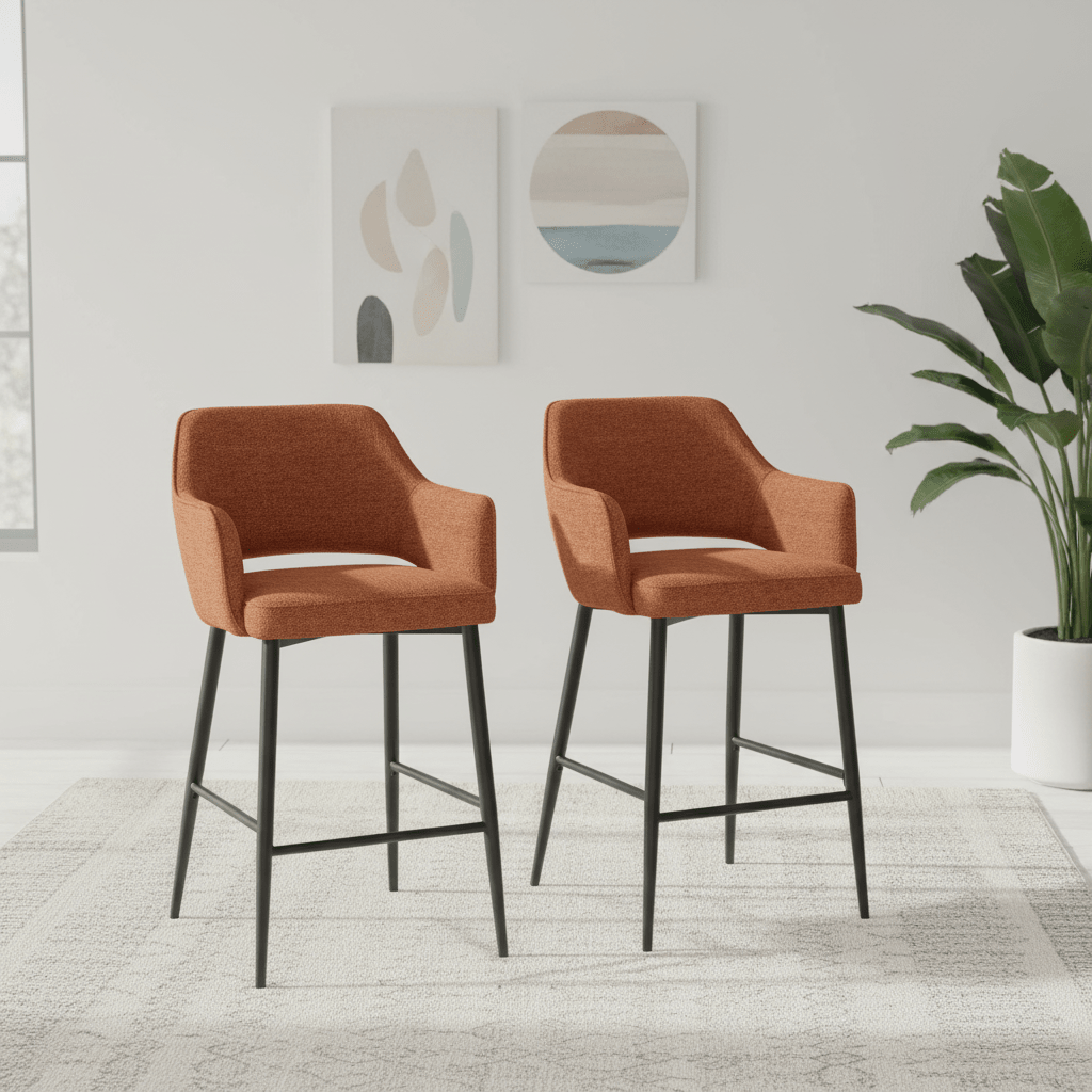 Ted Fabric Rust Bar Chair – Rust Set of 2