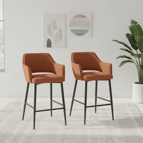 Ted Fabric Rust Bar Chair – Rust Set of 2