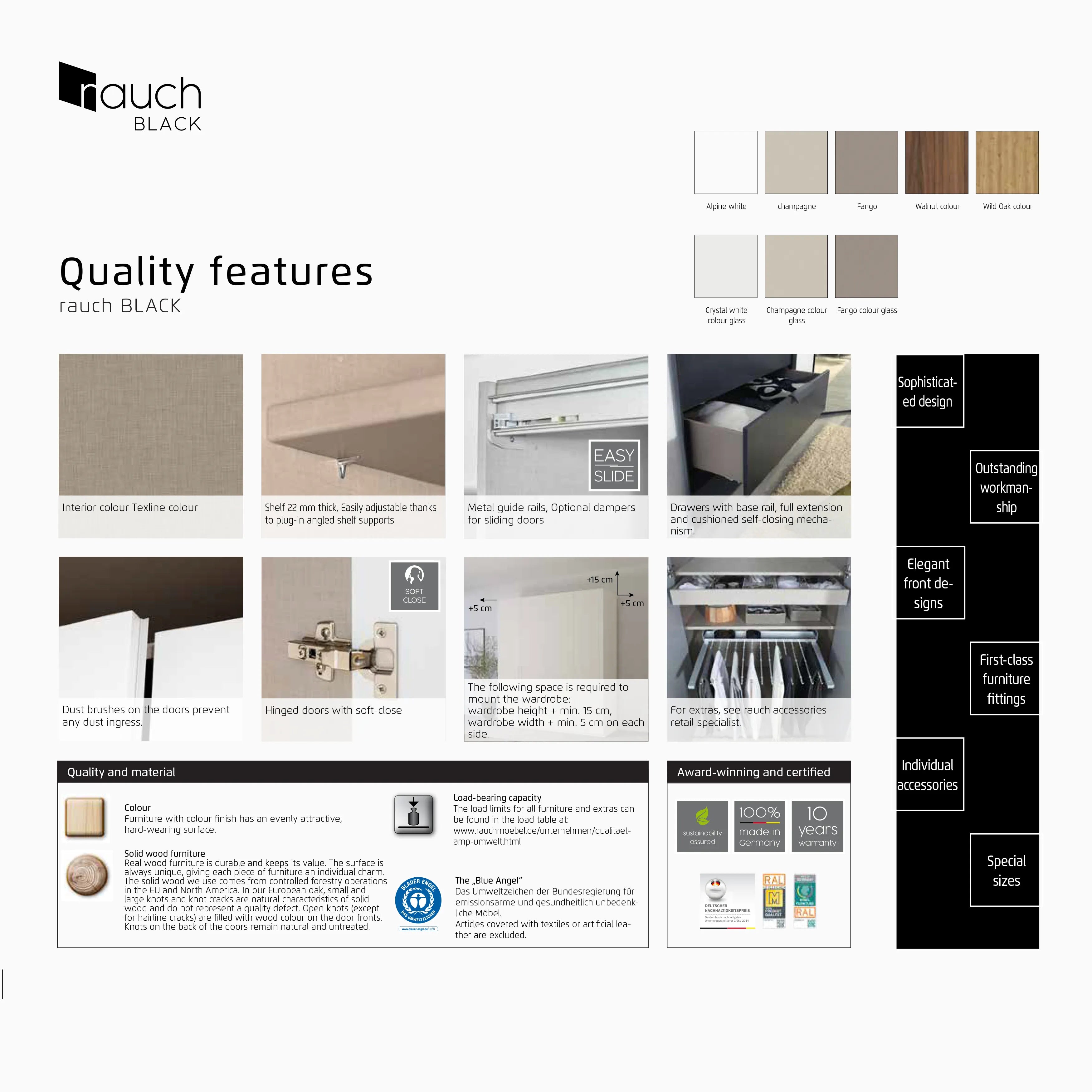 Rauch Tegra Fusion Fango Glass and Wild Oak Sliding Door Wardrobe - Quality Details