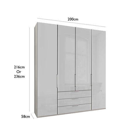 Templin 1000 4 Door 3 Drawers 200cm Hinged Wardrobe
