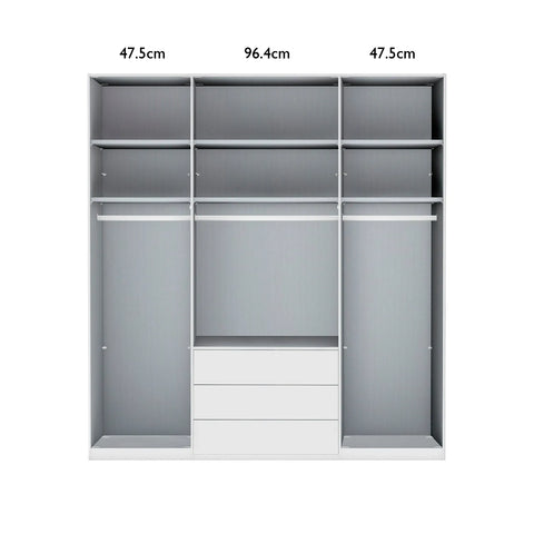 Templin 1000 4 Door 3 Drawers 200cm Hinged Wardrobe