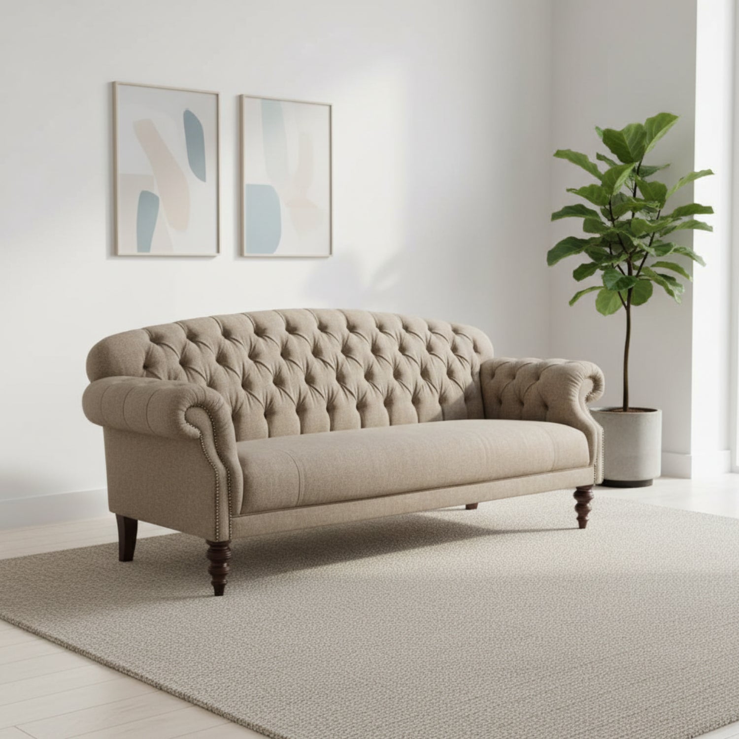 Large fabric sofa designed for family living spaces.