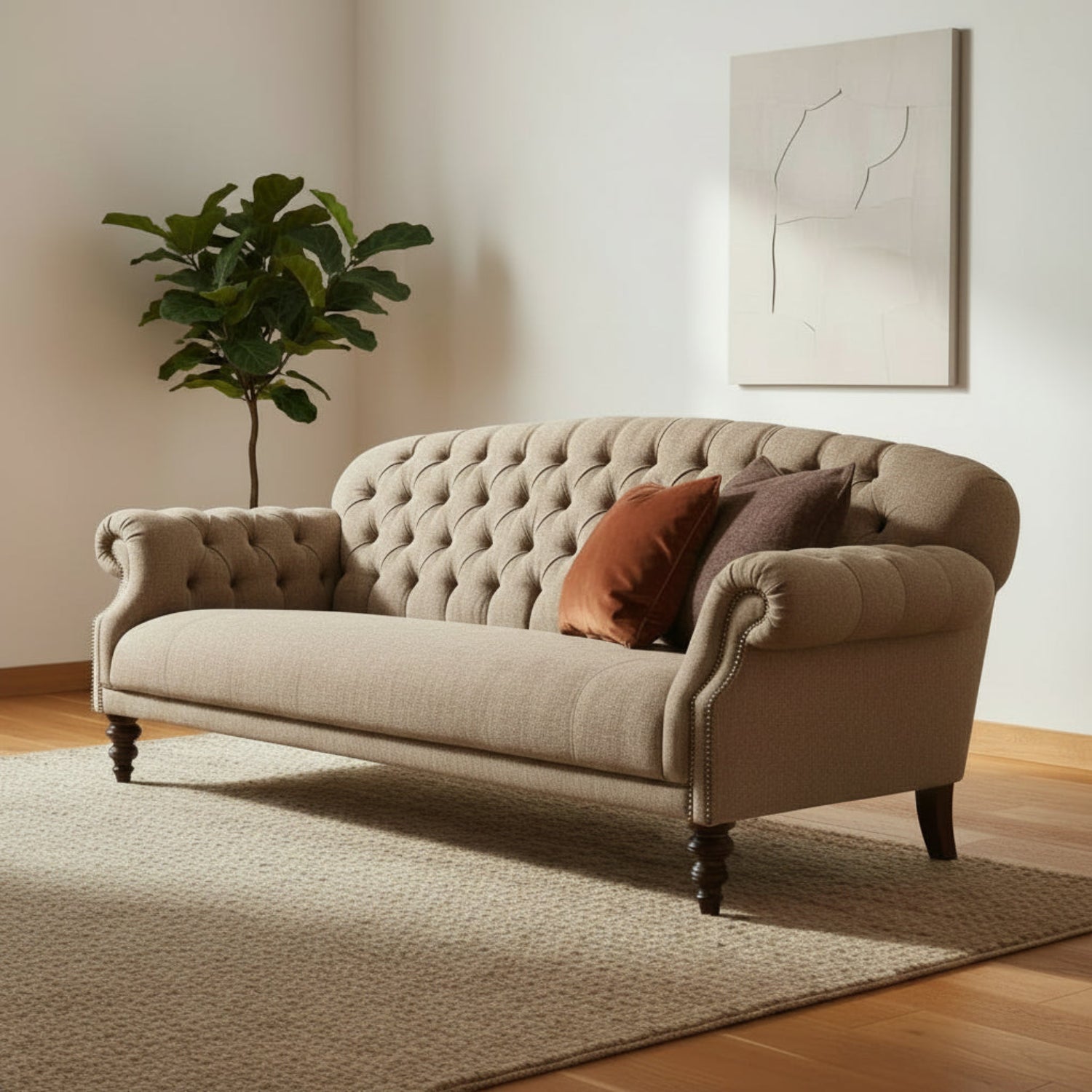 Traditional sofa with premium Harris Tweed upholstery.