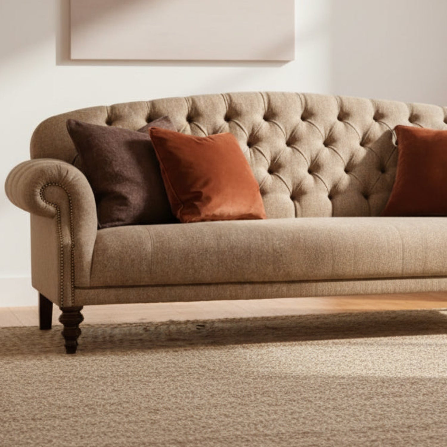 Premium wool upholstery with traditional British character.
