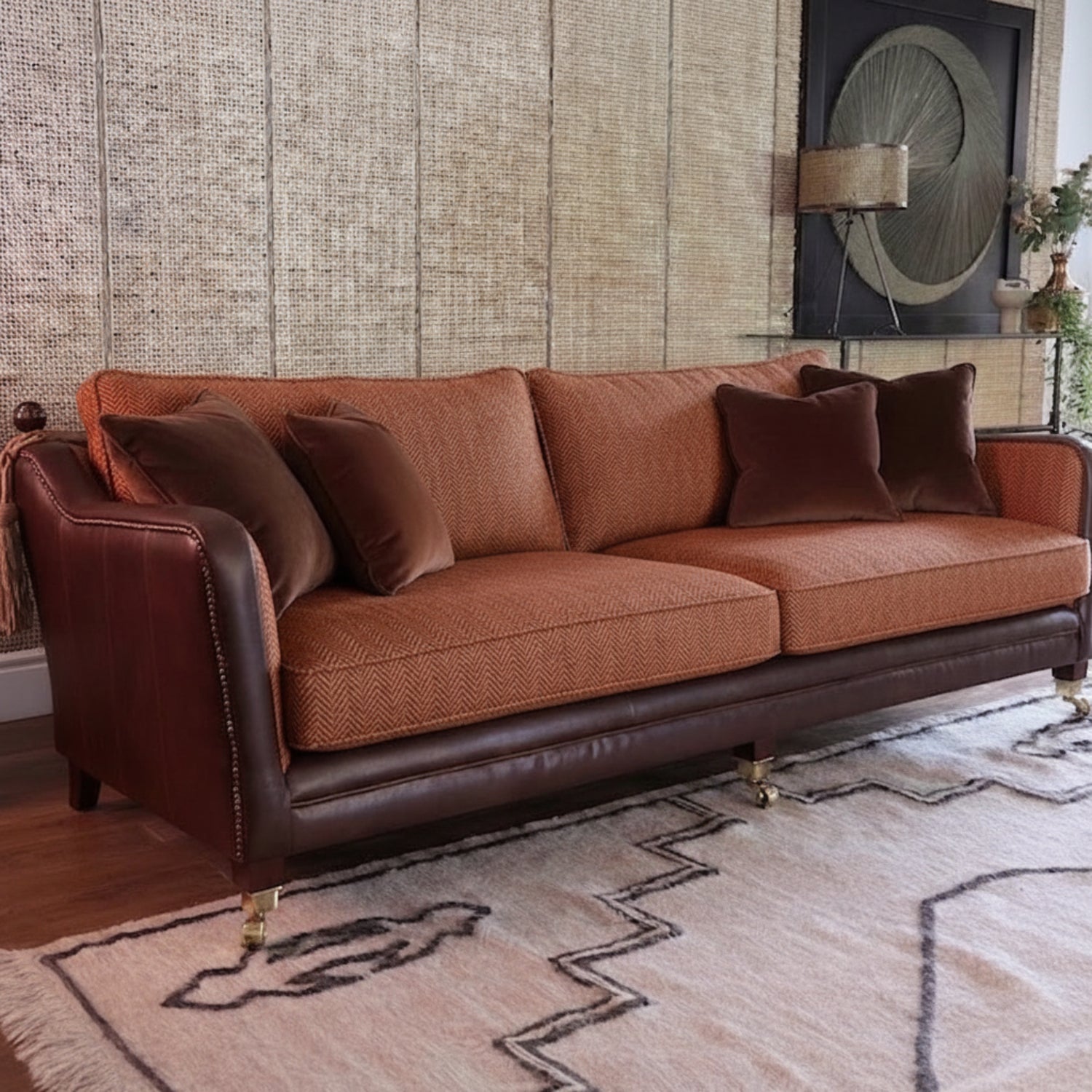 Elegant sofa with traditional styling and premium finish.