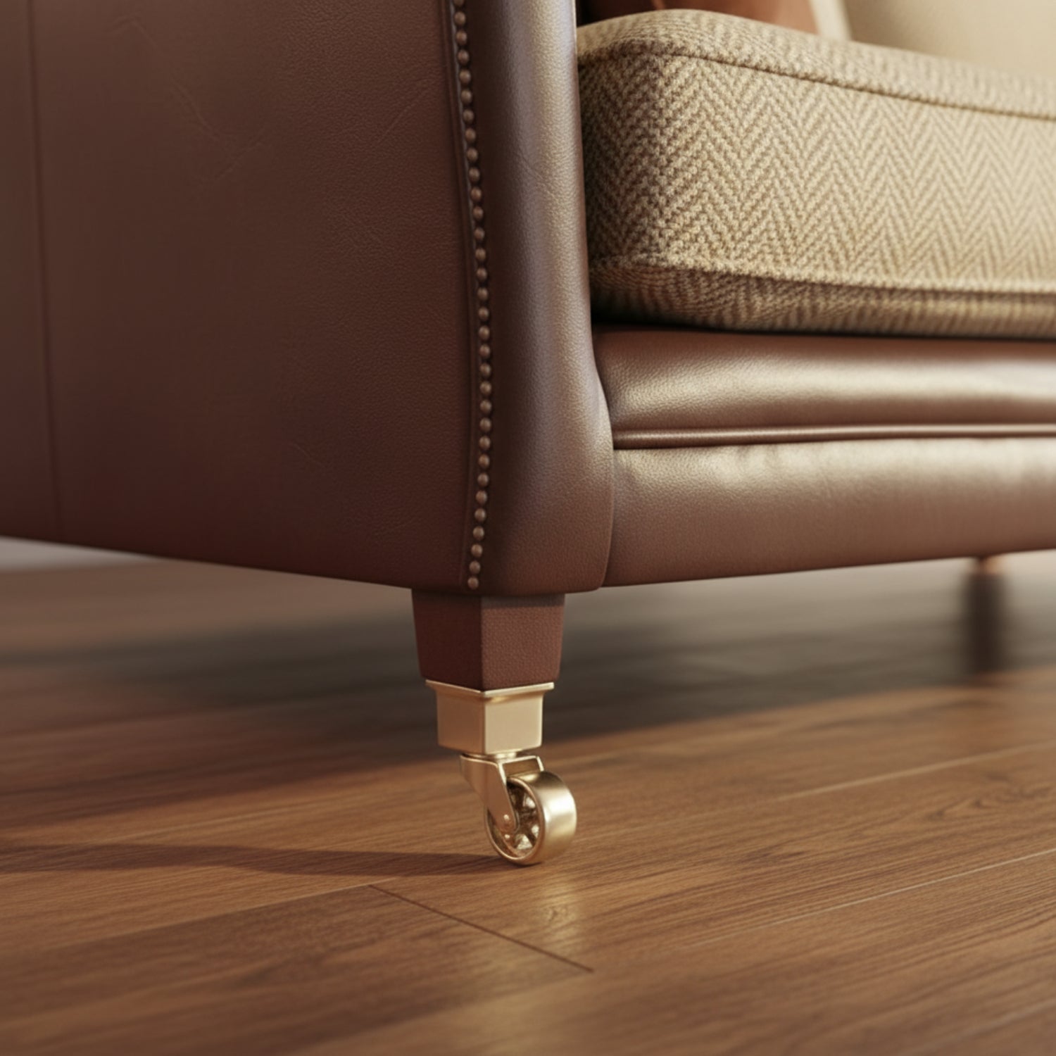 Elegant castor legs with polished brass finish.