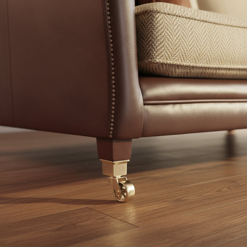 Elegant castor legs with polished brass finish.