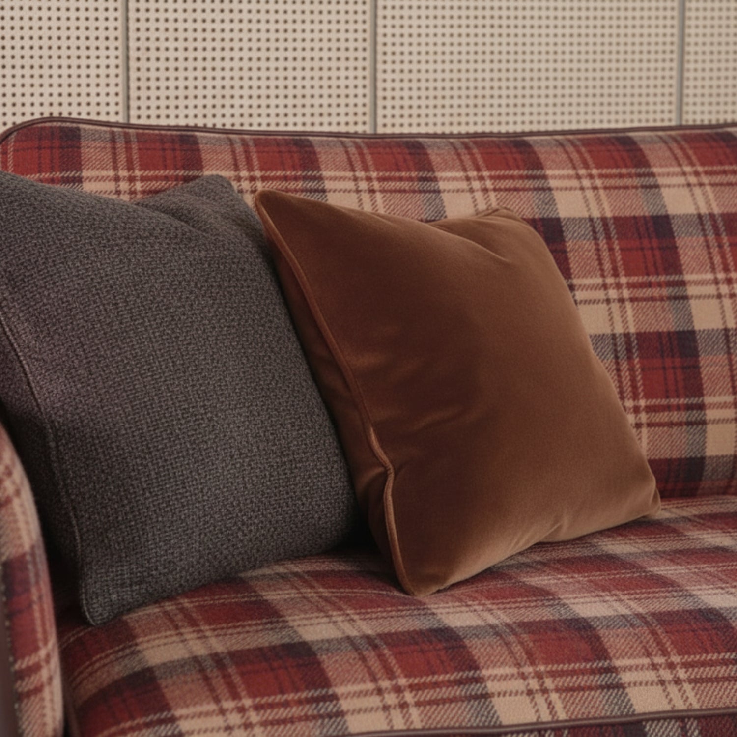 Premium fabric upholstery with optional leather trim detail.