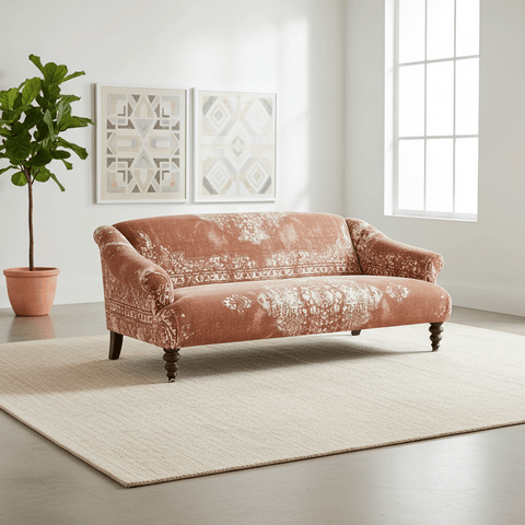 Tetrad Jacaranda Bagru Terracotta Fabric Sofa