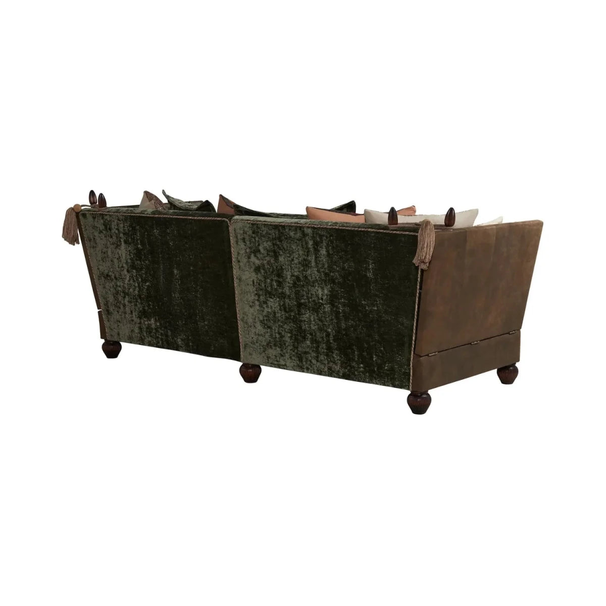 Traditional sofa with bohemian scatter back design.