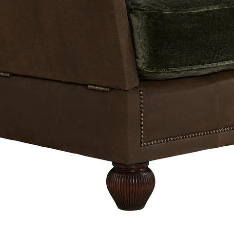 Elegant wooden legs complementing traditional styling.