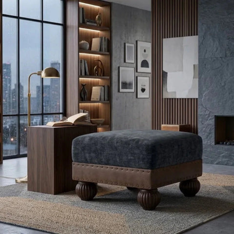 Tetrad Warwick small square stool with compact elegant design.