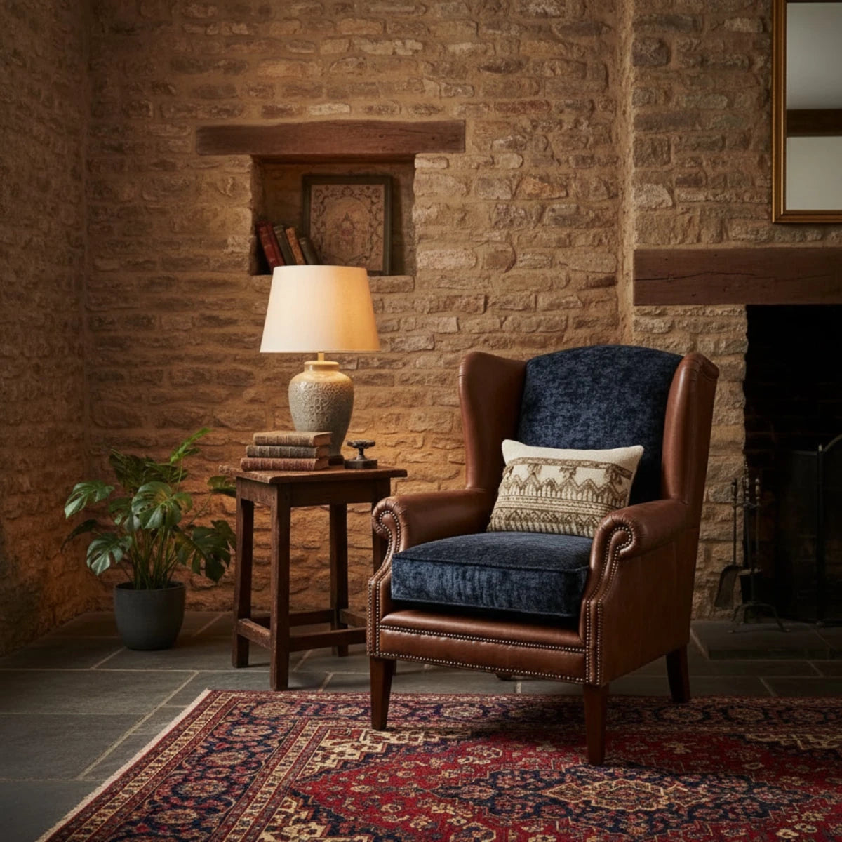 Luxury wingback chair combining traditional and modern style.