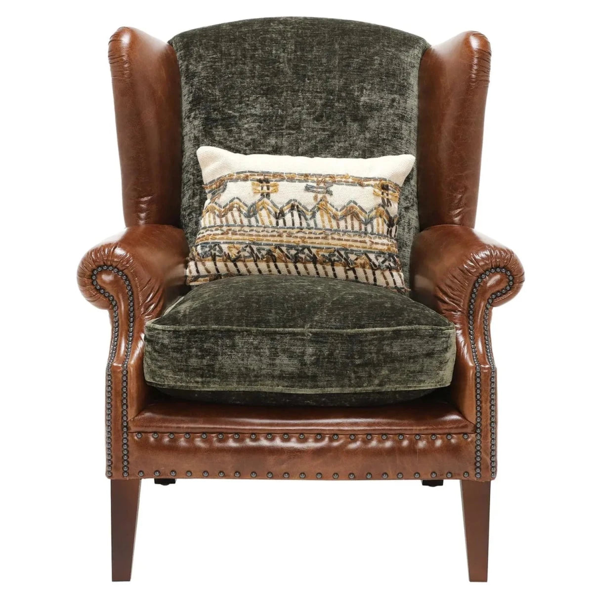 Classic wing chair with premium materials and detailing.