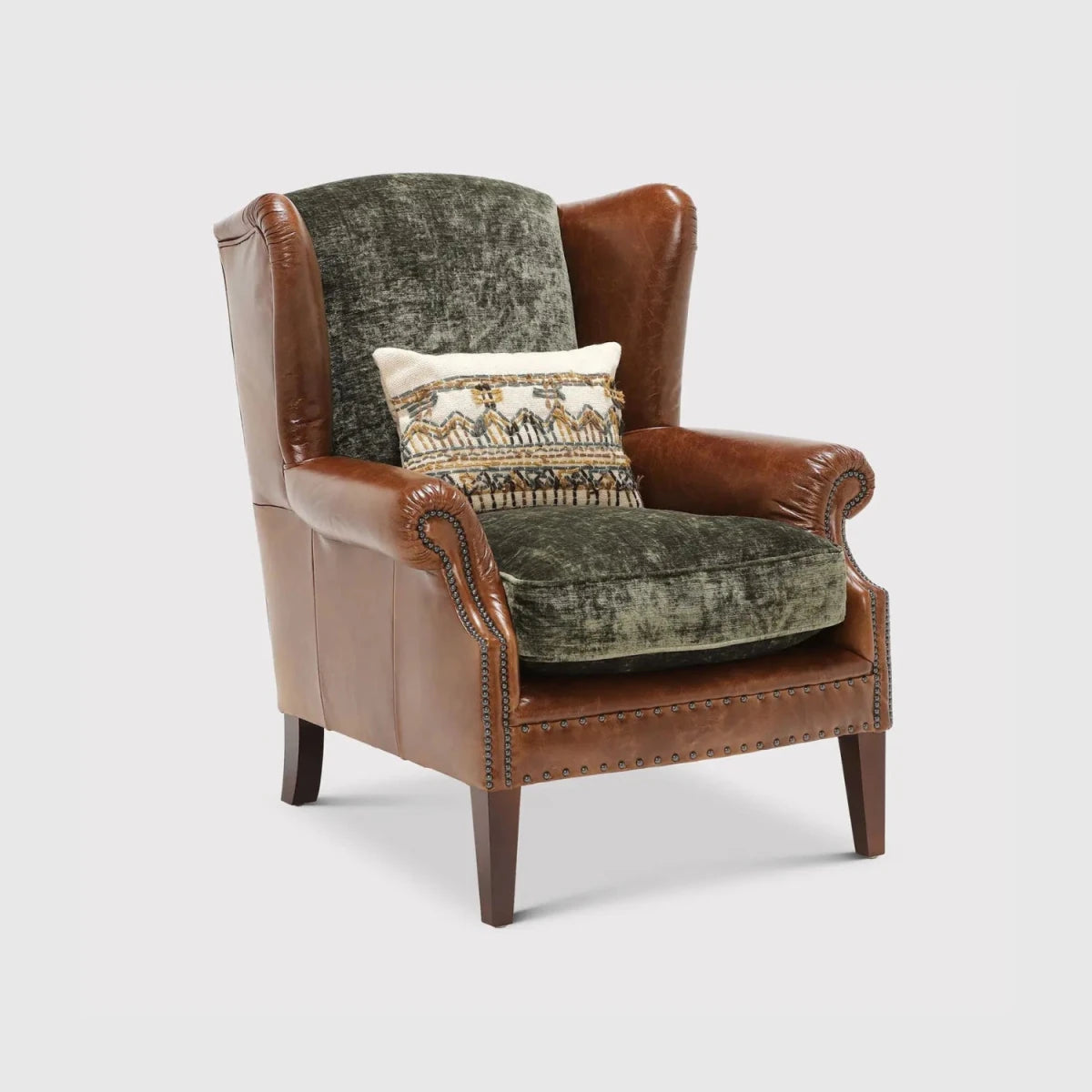 Classic wing chair designed for comfort and visual impact.