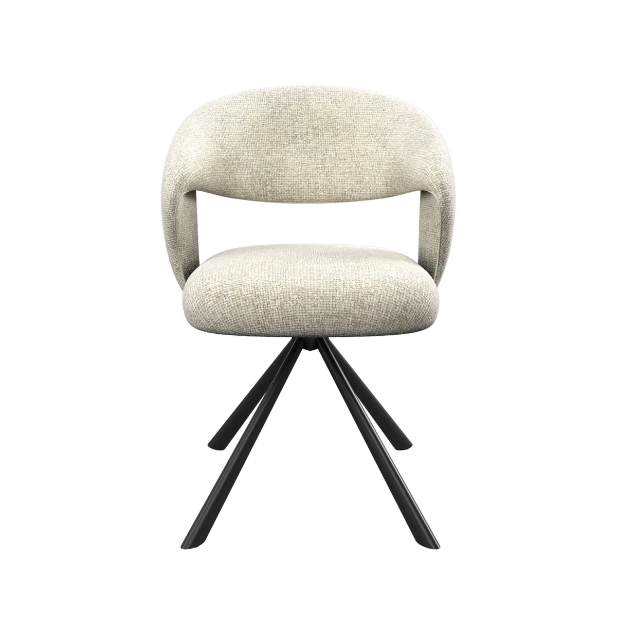 Tevere Champagne Fabric Swivel Dining Chairs – Set of 4