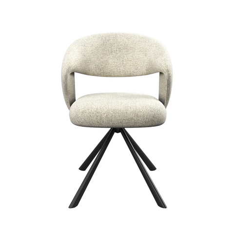 Tevere Champagne Fabric Swivel Dining Chairs – Set of 4
