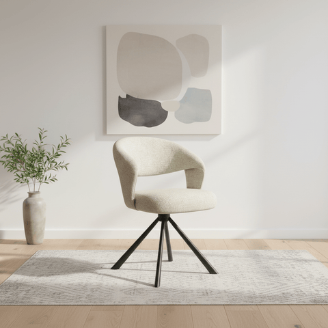 Tevere Champagne Fabric Swivel Dining Chairs – Set of 4