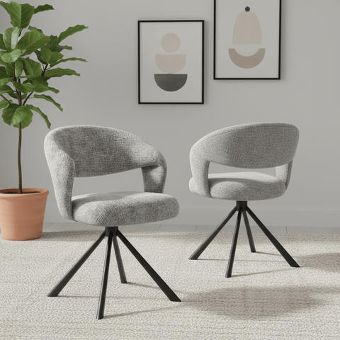 Tevere Grey Fabric Swivel Dining Chairs – Set of 4