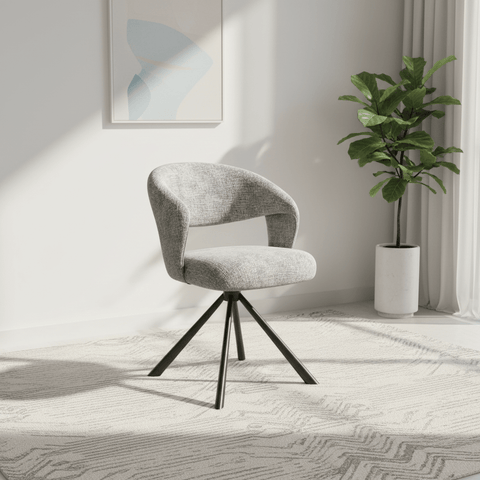 Tevere Grey Fabric Swivel Dining Chairs – Set of 4