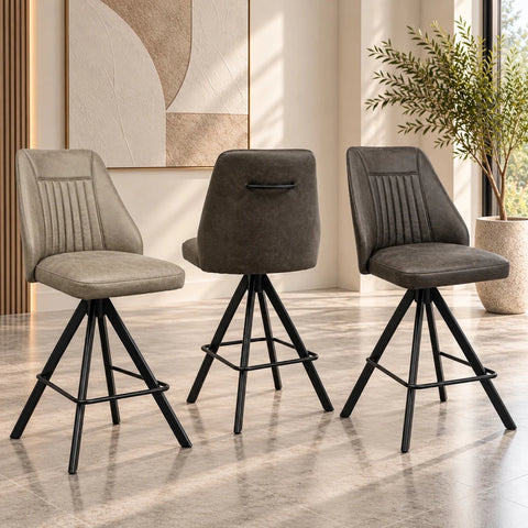 Texas Faux Leather Swivel Bar Stools – Set of 2