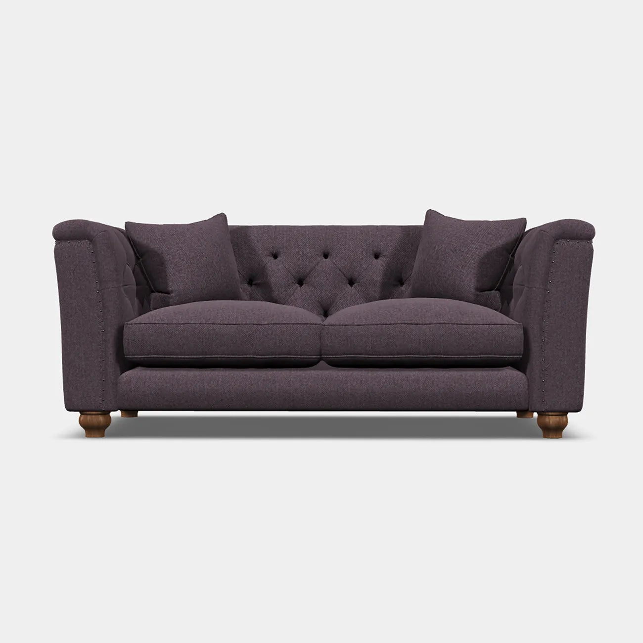 Wood Bros Thetford Chesterfield Sofa - Herringbone Fabric. Choose from Large, Medium or Snuggler Chair. Available in a variety of fabrics - Sofa in Herringbone Heather 