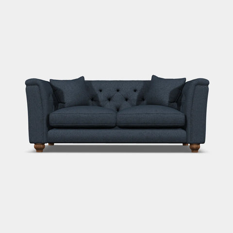 Wood Bros Thetford Chesterfield Sofa - Herringbone Fabric. Choose from Large, Medium or Snuggler Chair. Available in a variety of fabrics - Sofa in Herringbone Indigo