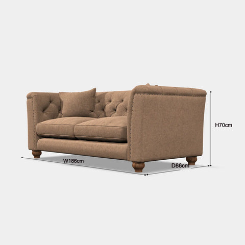 Wood Bros Thetford Chesterfield Sofa - Herringbone Fabric. Choose from Large, Medium or Snuggler Chair. Available in a variety of fabrics - Dimensions 
