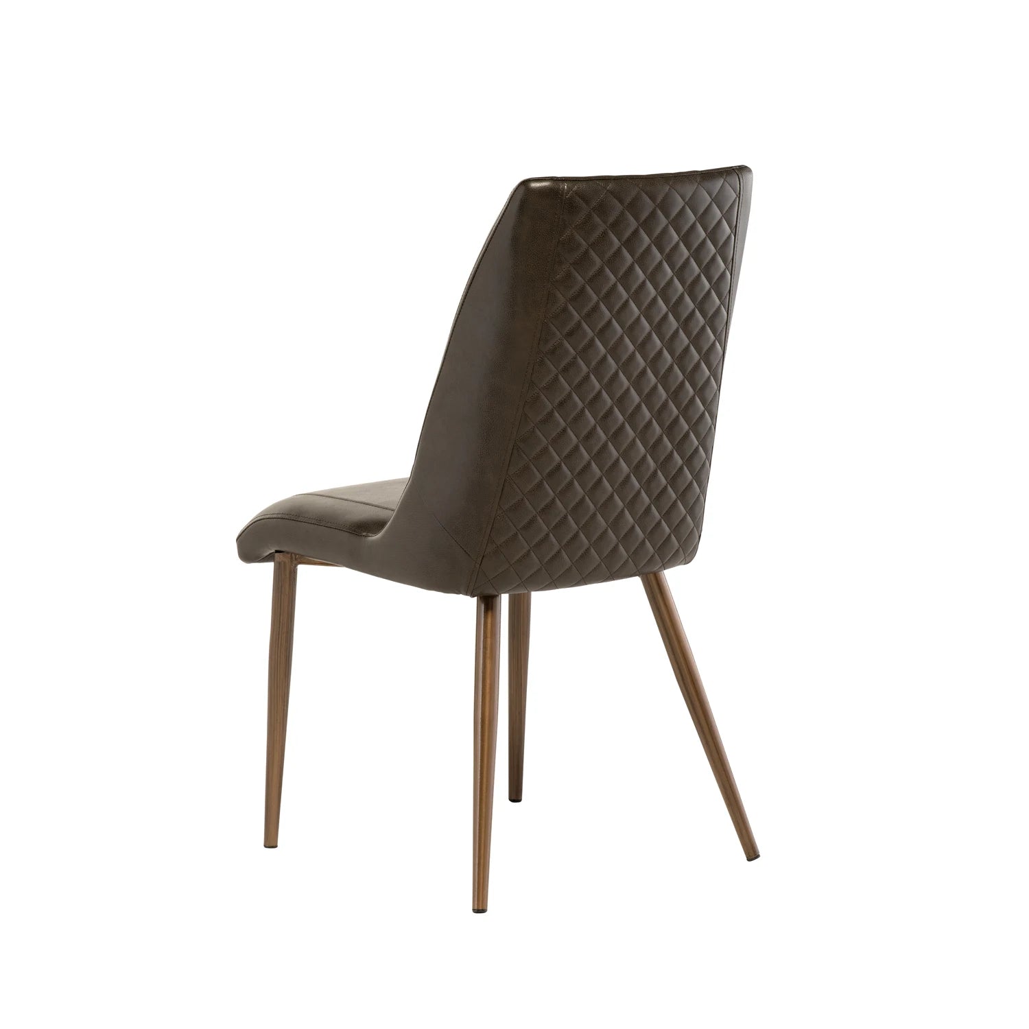 Thora Set of 4 Brown Faux Leather Dining Chairs with Brushed Brass Legs - Pendle Village Furniture