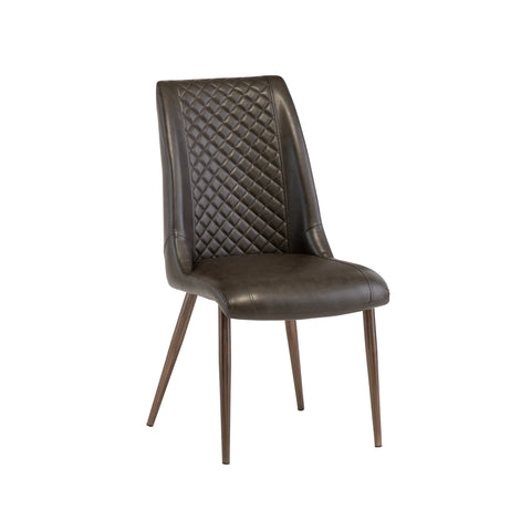Thora Set of 4 Taupe Faux Leather Dining Chairs with Brushed Brass Legs - Pendle Village Furniture