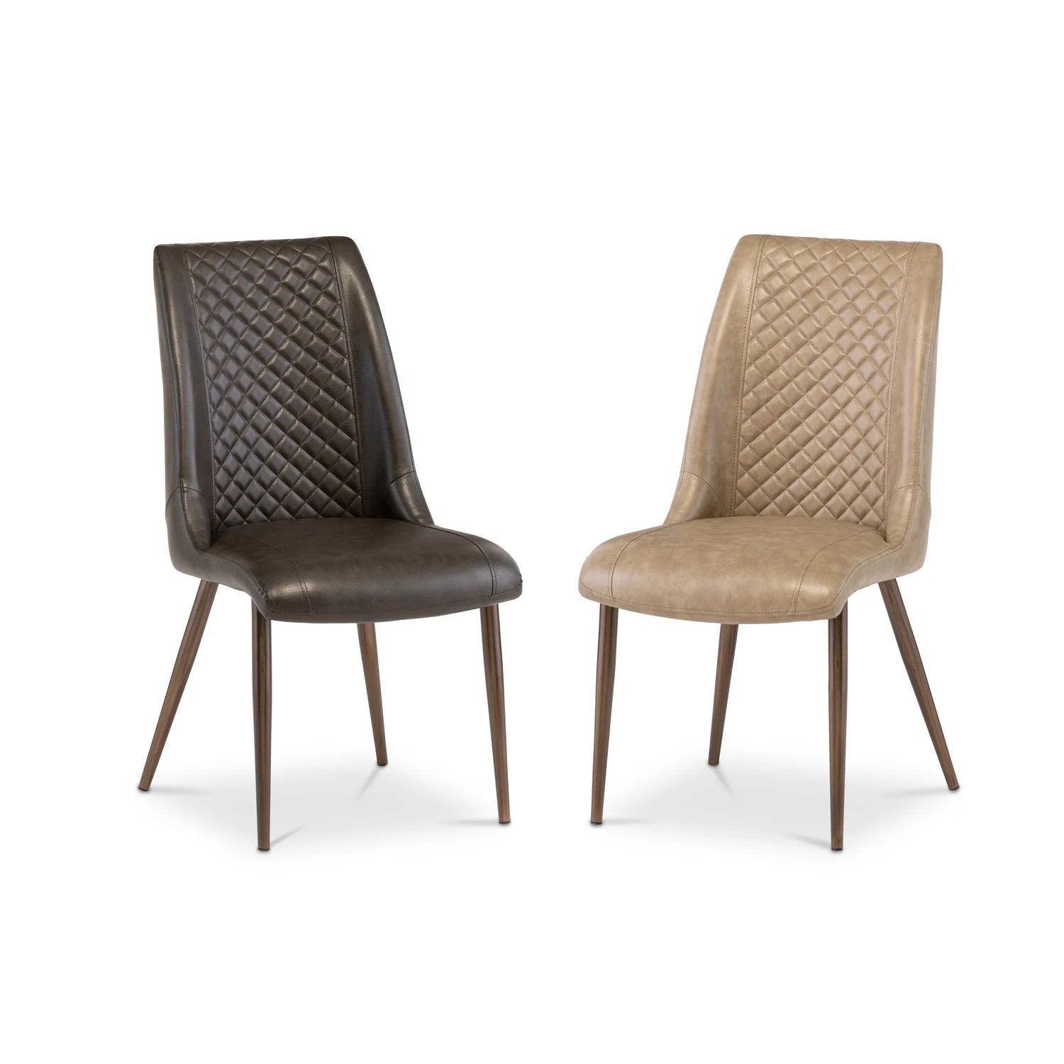 Thora Set of 4 Taupe Faux Leather Dining Chairs with Brushed Brass Legs - Pendle Village Furniture