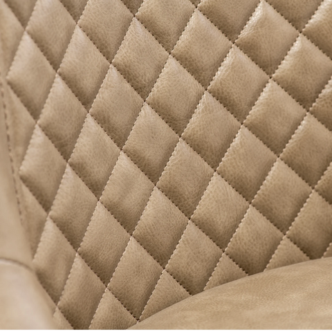 Thora Set of 4 Taupe Faux Leather Dining Chairs with Brushed Brass Legs - Pendle Village Furniture