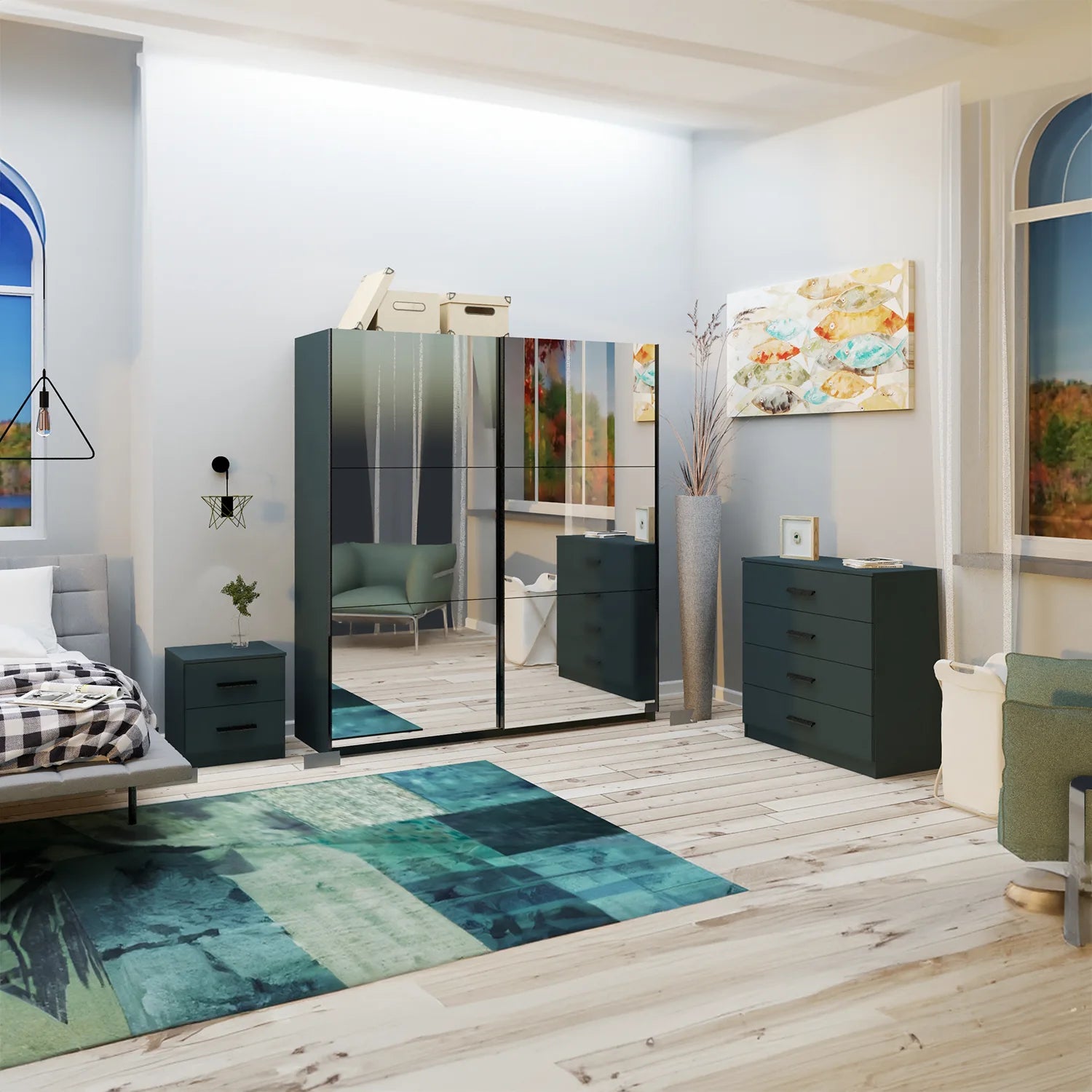 Thorvik 181cm Full Mirror Sliding Door Wardrobe